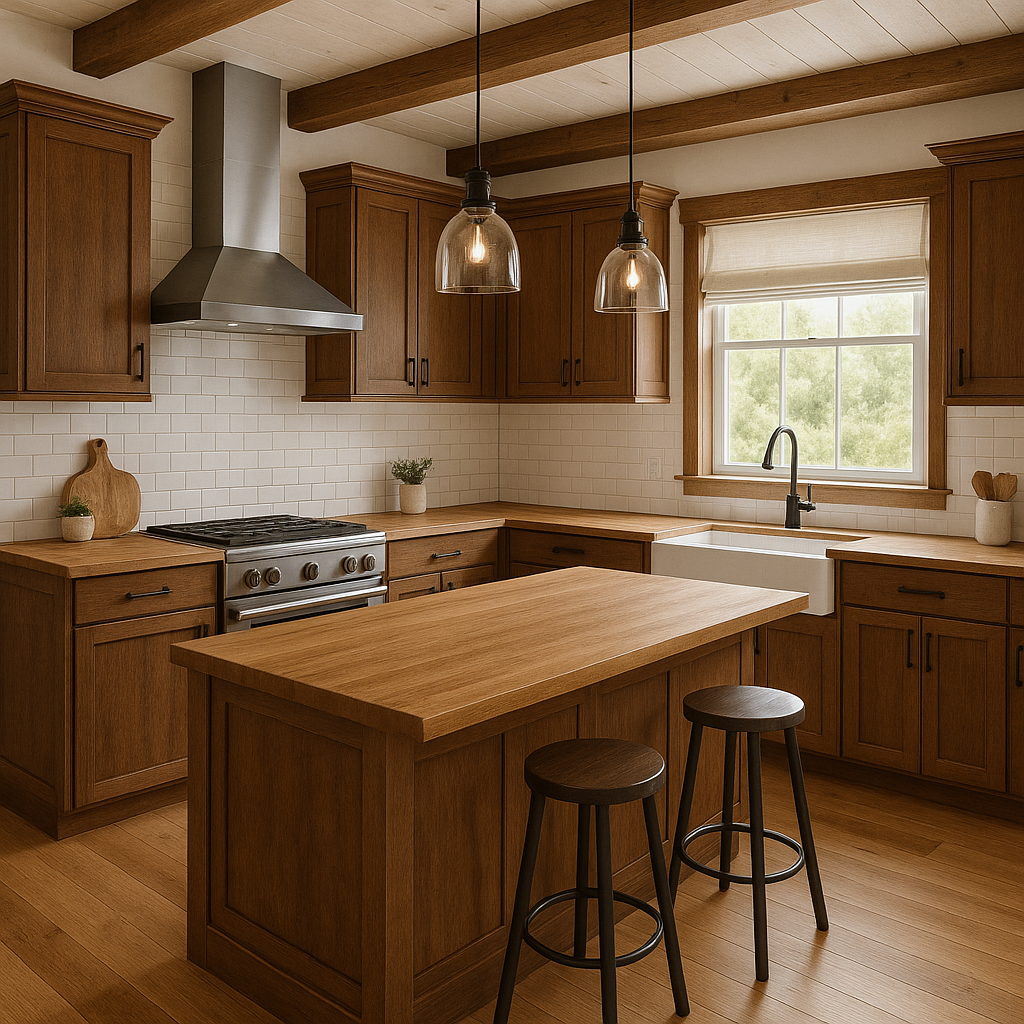 Custom Hardwood Butcher Block Countertop – Walnut, Maple, Cherry, Oak – Made to Order – Food Safe Finish - Free Shipping