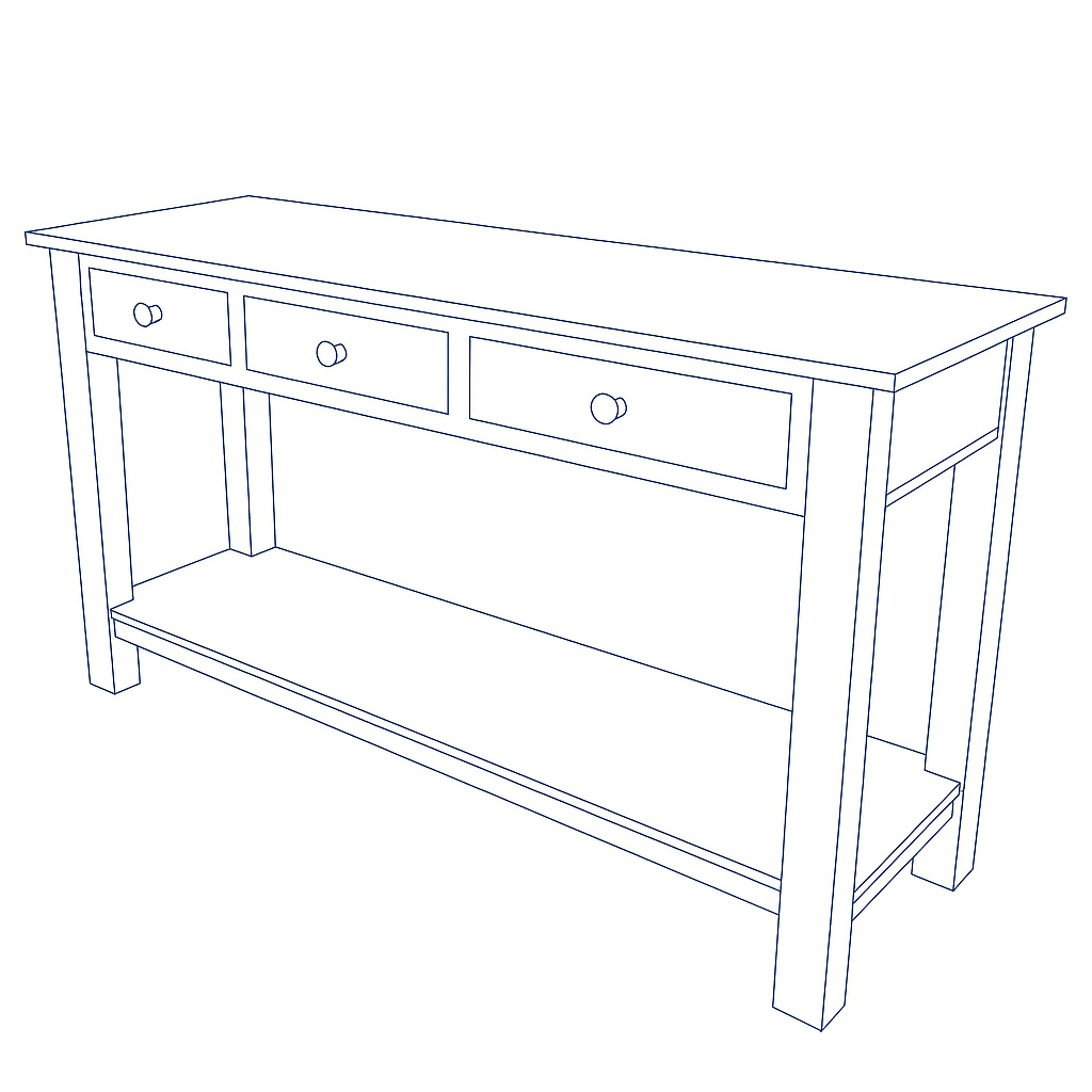 Custom Hardwood Buffet Table – Handcrafted to Fit Your Space