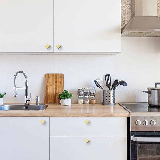 Square Cabinet Knobs | Matte Black, Brushed Nickel, Brushed Brass