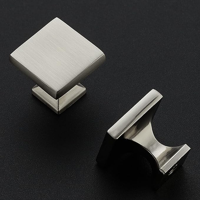 Square Cabinet Knobs | Matte Black, Brushed Nickel, Brushed Brass