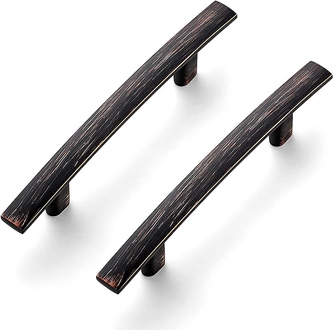 Curved Cabinet Pulls – 5 3/16" Length | 3" Hole Center | Matte Black, Brushed Nickel, Brushed Brass, Oil Rubbed Bronze | Multiple Quantities Available