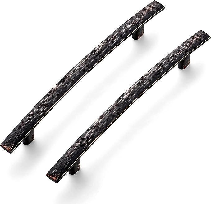 Curved Cabinet Pulls – 7 1/4" Length | 5" Hole Center | Matte Black, Brushed Nickel, Brushed Brass, Oil Rubbed Bronze | Multiple Quantities Available