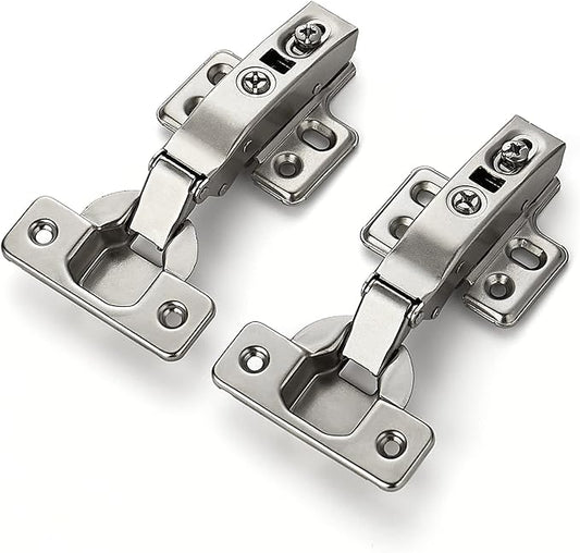 European Style Soft Close Frameless Cabinet Hinges – Satin Nickel | Multiple Overlays | 3-Way Adjustable