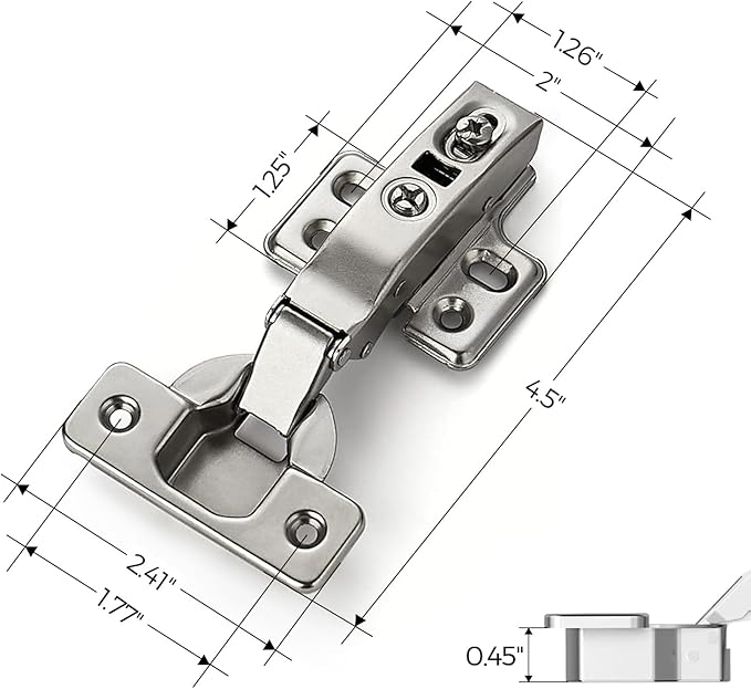 European Style Soft Close Frameless Cabinet Hinges – Satin Nickel | Multiple Overlays | 3-Way Adjustable