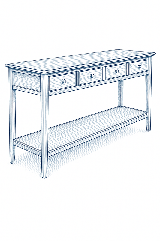 Custom Hardwood Buffet Table – Handcrafted to Fit Your Space