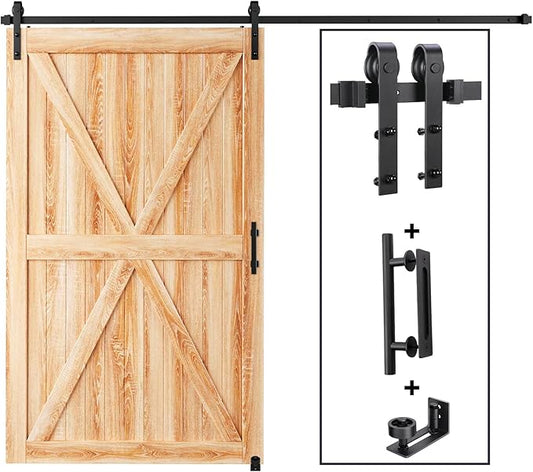 Black Sliding Barn Door Track Kit | Smooth & Quiet Operation | J-Shape Roller(Doors not included.)